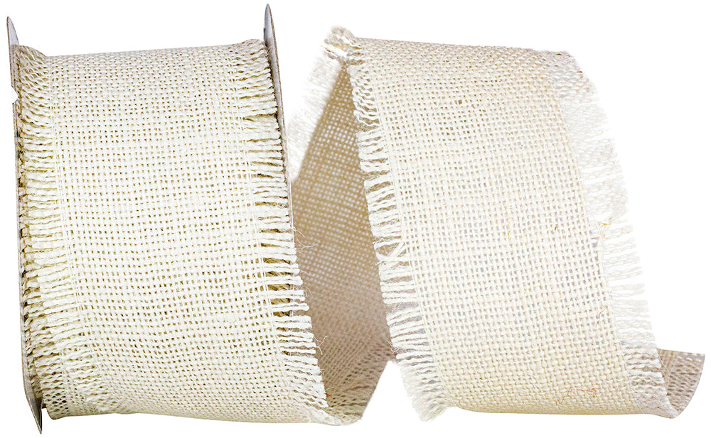Ivory Burlap Jute Fringe Ribbon 2-1/2 Inch for Wreaths