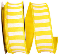 Sunshine 1-1 2 Inch Cabana Stripe Horizontal Dupioni Lux Wired Edge Ribbon for Wreaths & Bows