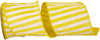 Sunshine 4 Inch Cabana Stripe Horizontal Dupioni Lux Wired Edge Ribbon for Wreaths & Bows