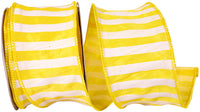 Sunshine 2-1 2 Inch Cabana Stripe Horizontal Dupioni Lux Wired Edge Ribbon for Wreaths & Bows