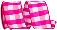 Fuchsia 2-1 2 Inch Sherbert Check Wired Edge Ribbon for Wreaths & Bows