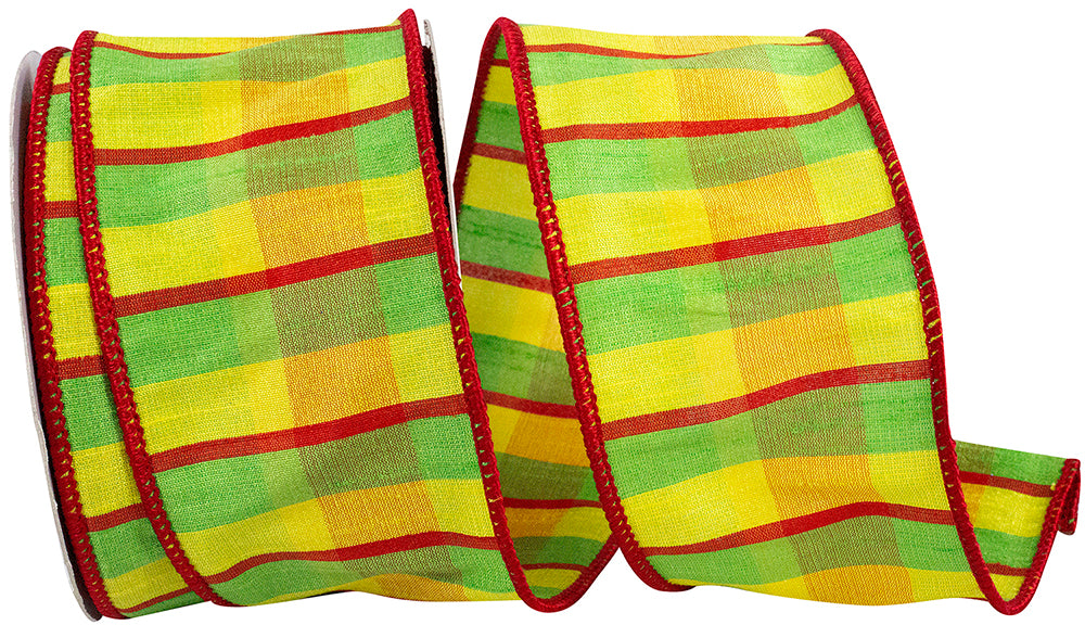 Dupioni Rico Wired Edge Ribbon Lime Yellow 2-1/2 Inch