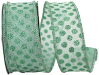 Aqua Glitter Dots Wired Edge Ribbon 1-1/2 Inch for Bows