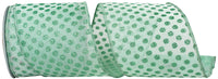 Aqua 4 Inch Glitter Dots Wired Edge Ribbon for Wreaths