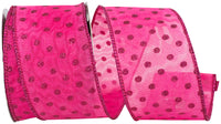 Hot Pink 2-1/2 Inch Mesh Glitter Dots Wired Edge Ribbon
