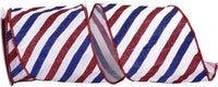 Patriotic Dupioni Ribbon 4 Inch Red White Blue Glitter Stripe