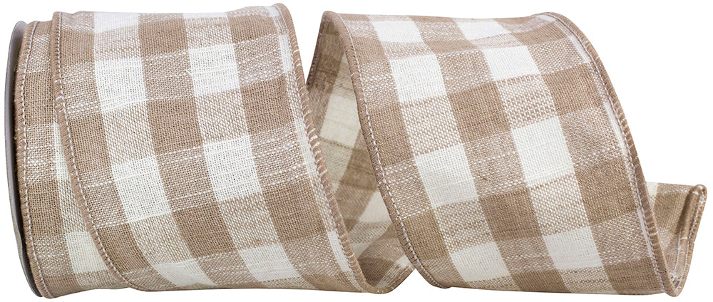 Natural Cotton Canvas Check Ribbon 4 Inch for Wreaths