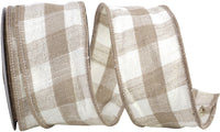 Natural Cotton Canvas Check Wired Edge Ribbon 2-1/2 Inch