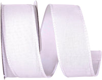 White 1-1 2 Inch Subtle Linen Wired Edge Ribbon for Wreaths & Bows