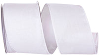 White 2-1 2 Inch Subtle Linen Wired Edge Ribbon for Wreaths & Bows