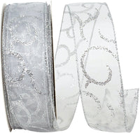 Silver Sheer Wired Edge Ribbon 1-1/2 Inch for Wreaths