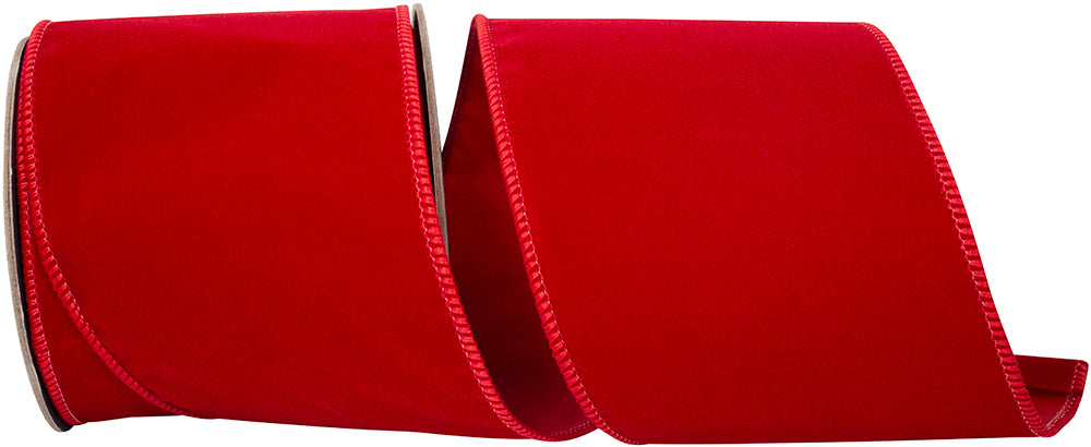 4 Inch Velvet Outdoor Pe Wired Edge Ribbon for Wreaths & Bows