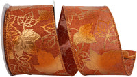 Rust Metallic Linen Wired Edge Ribbon 2-1/2 Inch for Bows