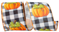 Gingham Wired Edge Ribbon Black White 2-1/2 Inch 10Yds