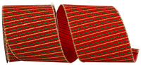 Glitter Cross Stripe Velvet Ribbon 4 Inch Red Gold 10Yds