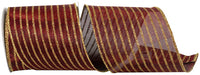 Burgundy Gold 4 Inch Metallic Chainlink Wired Edge Ribbon