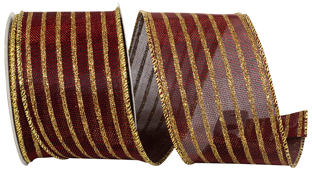 Burgundy Gold 2-1/2 Inch Metallic Chainlink Ribbon