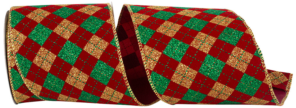 Burgundy Gold 4 Inch Velvet Wired Edge Ribbon for Wreaths
