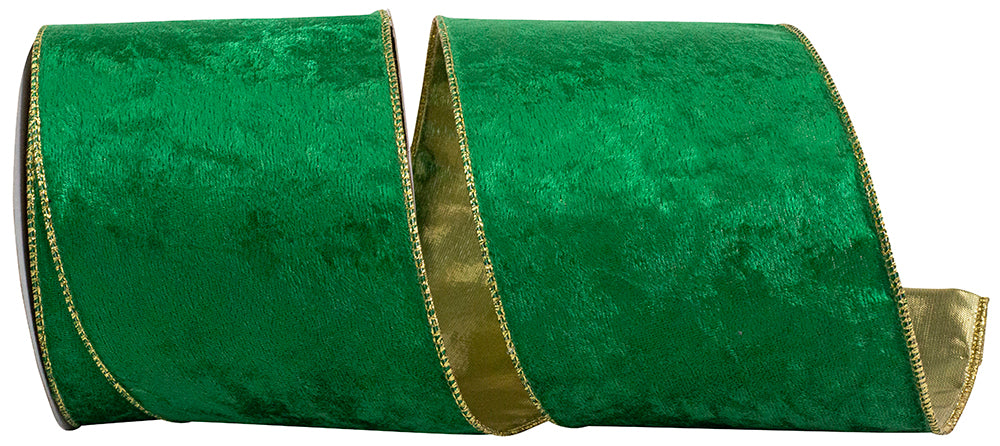 Holiday Metallic Backed Wired Edge Ribbon 4 Inch Velvet Plush