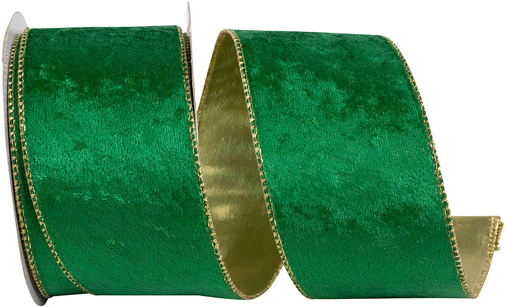 Holiday Metallic Backed Wired Edge Velvet Ribbon 2-1/2 Inch