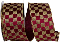 Burgundy Gold 2-1/2 Inch Velvet Wired Edge Ribbon