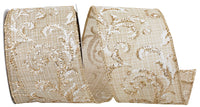 Natural Glitter Linen Wired Edge Ribbon 2-1/2 Inch