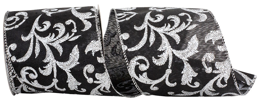 Black Satin Wired Edge Ribbon 4 Inch for Wreaths and Bows