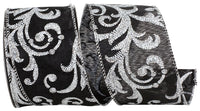 Black 2-1/2 Inch Iridescent Satin Wired Edge Ribbon