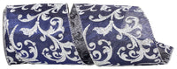 Navy Satin Wired Edge Ribbon 4 Inch for Wreaths and Bows