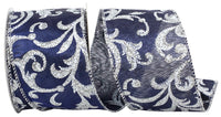 Navy Satin Wired Edge Ribbon 2-1/2 Inch for Wreaths and Bows