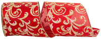 Red 4 Inch Satin Wired Edge Ribbon for Wreaths and Bows