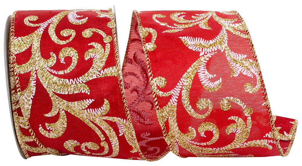 Red Satin Wired Edge Ribbon 2-1/2 Inch for Wreaths and Bows