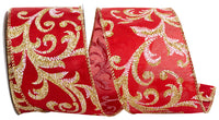 Red Satin Wired Edge Ribbon 2-1/2 Inch for Wreaths and Bows