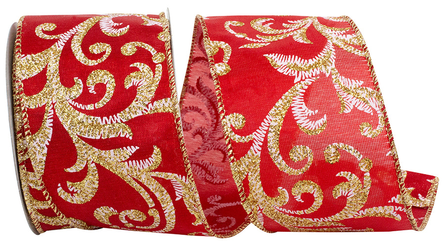 Red Satin Wired Edge Ribbon 2-1/2 Inch for Wreaths and Bows