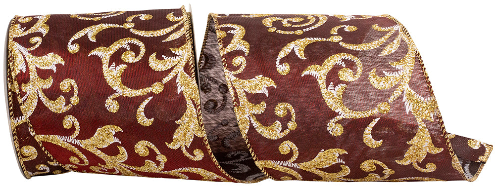 Burgundy Satin Wired Edge Ribbon 4 Inch for Wreaths and Bows