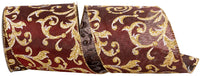 Burgundy Satin Wired Edge Ribbon 4 Inch for Wreaths and Bows