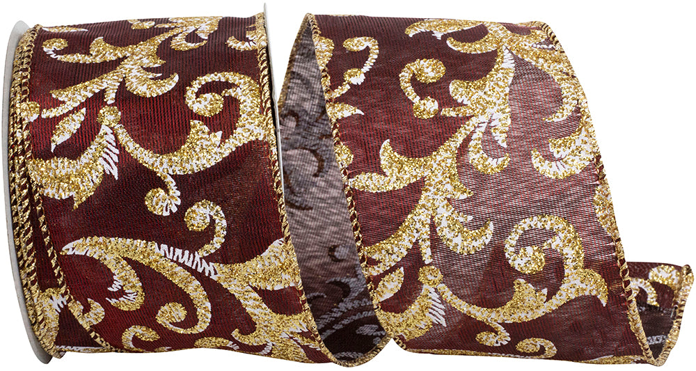 Burgundy Satin Wired Edge Ribbon 2-1/2 Inch for Wreaths