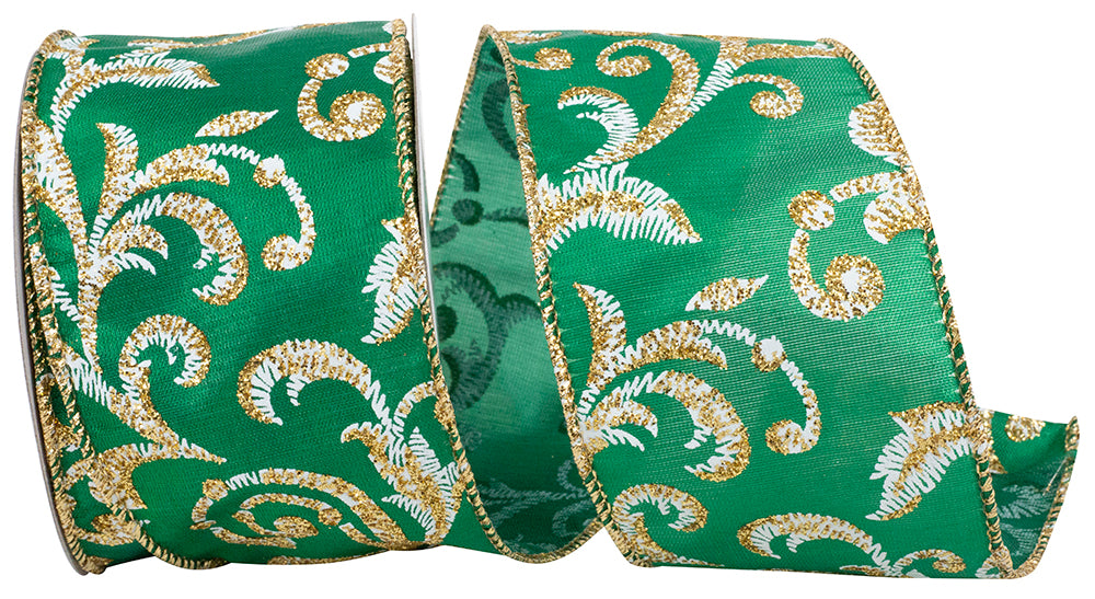 Emerald Satin Wired Edge Ribbon 2-1/2 Inch for Wreaths