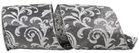 Grey 4 Inch Satin Wired Edge Ribbon for Wreaths and Bows