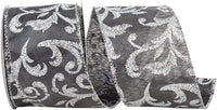 Grey Satin Wired Edge Ribbon 2-1/2 Inch for Wreaths