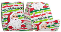 Santa Glitter Candy Hohoho Wired Edge Ribbon Red Lime 2-1/2 Inch