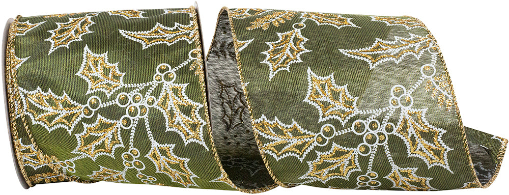 Moss Satin Iridescent Wired Edge Ribbon 4 Inch for Bows