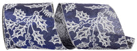 Navy Wired Edge Satin Ribbon 4 Inch for Wreaths and Bows