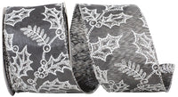 Pewter Satin Iridescent Wired Edge Ribbon 2-1/2 Inch