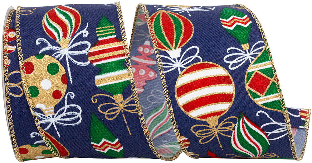 Navy 2-1 2 Inch Holiday Ornaments Christmas Color Wired Edge Ribbon for Wreaths & Bows