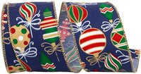 Navy 2-1 2 Inch Holiday Ornaments Christmas Color Wired Edge Ribbon for Wreaths & Bows