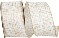 Ivory Gold 2-1/2 Inch Linen Wired Edge Ribbon