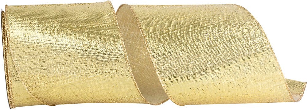 Gold Metallic Reflection Wired Edge Ribbon 4 Inch