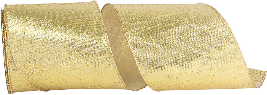 Gold Metallic Reflection Wired Edge Ribbon 4 Inch