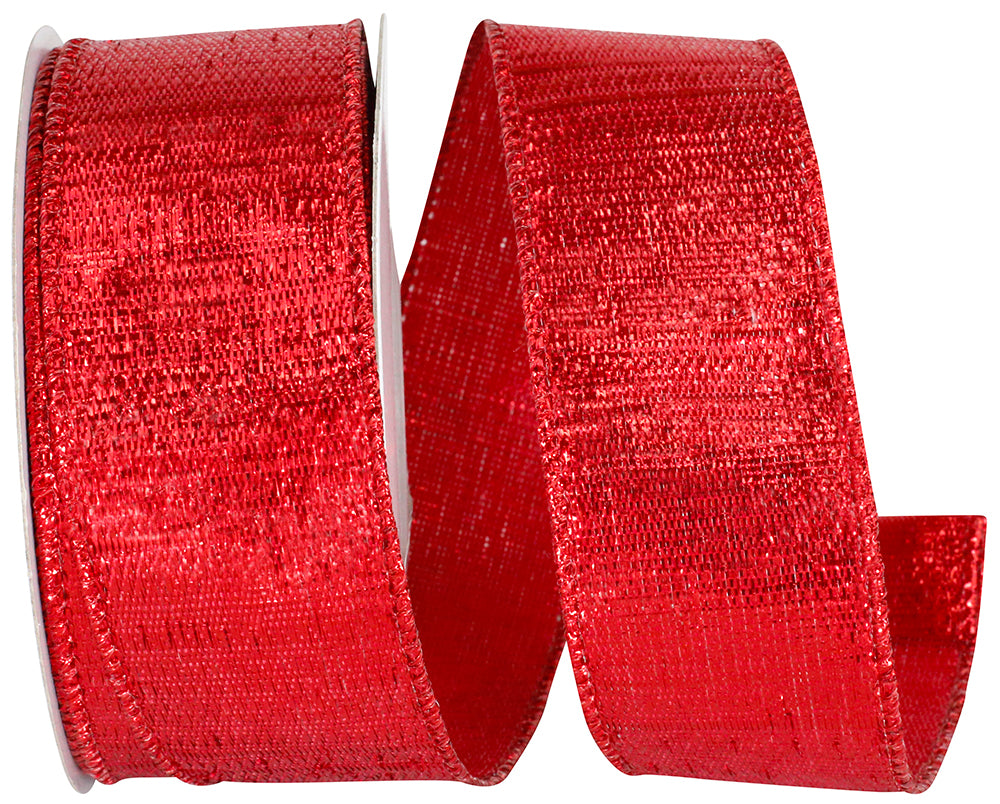 Red 1-1/2 Inch Metallic Reflection Wired Edge Ribbon